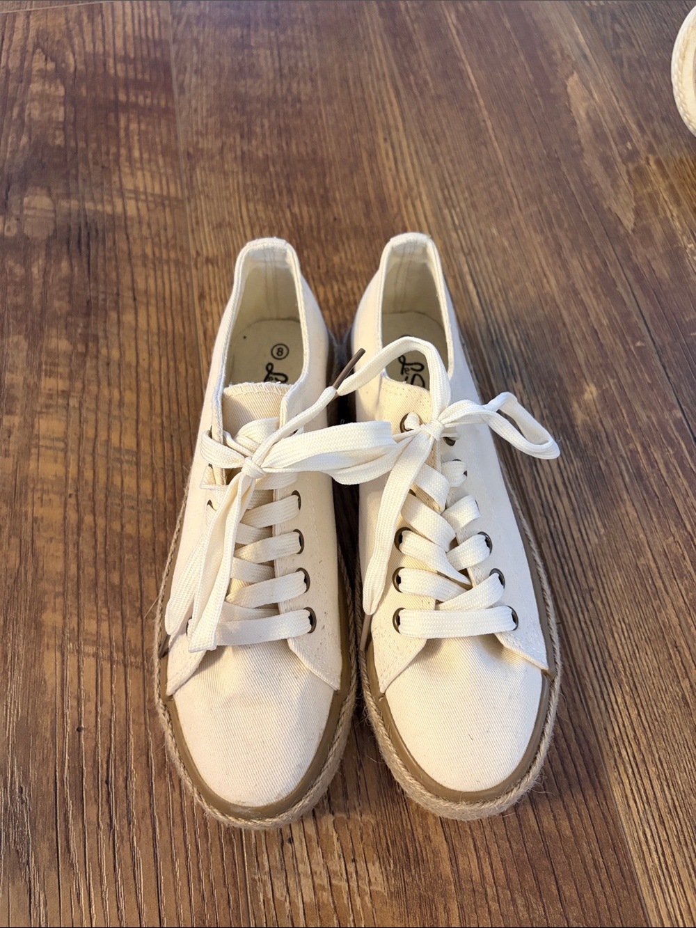 Casual Cream Canvas Lace-Up Espadrille Sneakers
